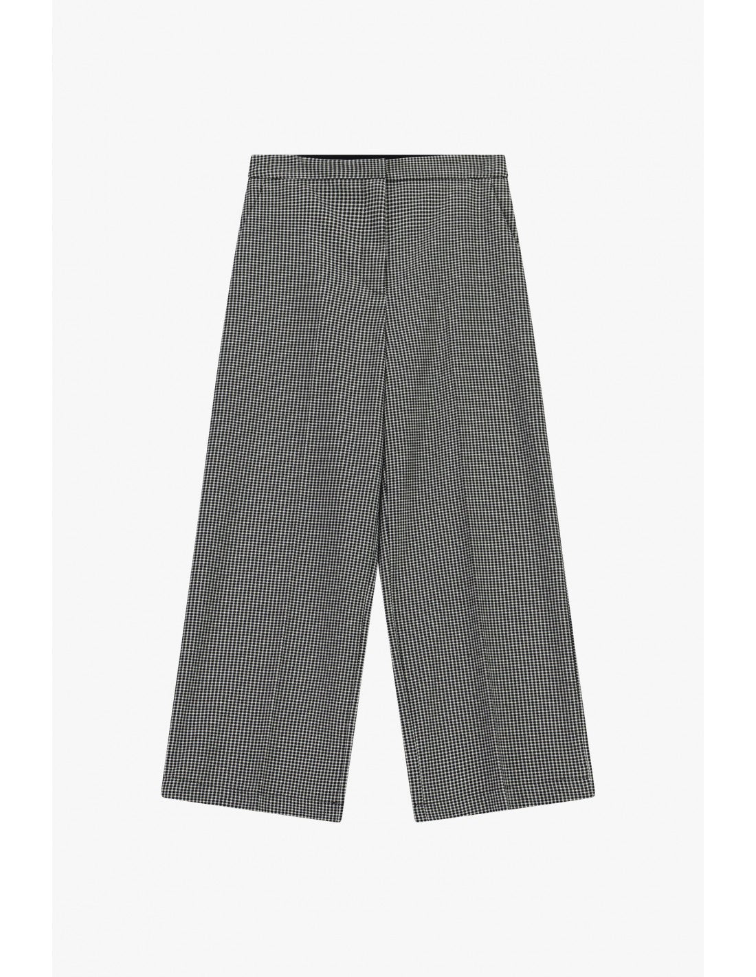 Pantalon large taille haute pied-de-poule noir et blanc – Imperial Femme
