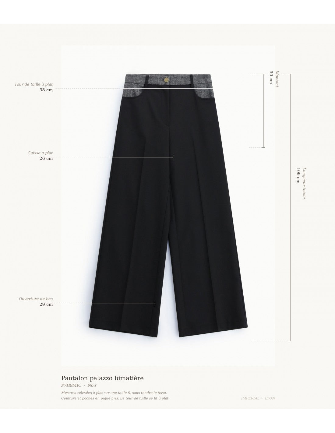 Pantalon palazzo bimatière à ceinture piquée – Imperial Femme
