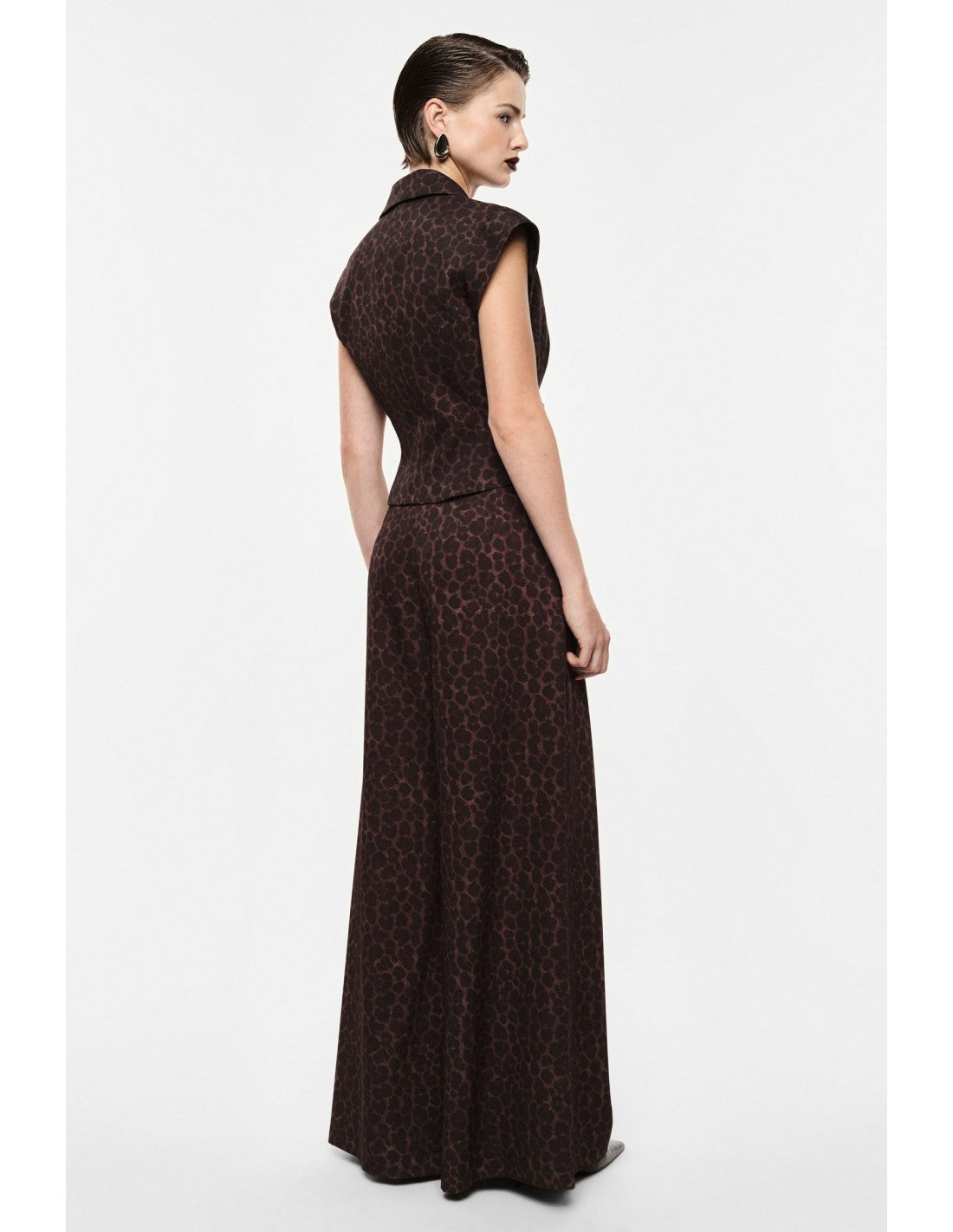 Pantalon palazzo imprimé panthère taille haute ceinturé – Imperial Femme