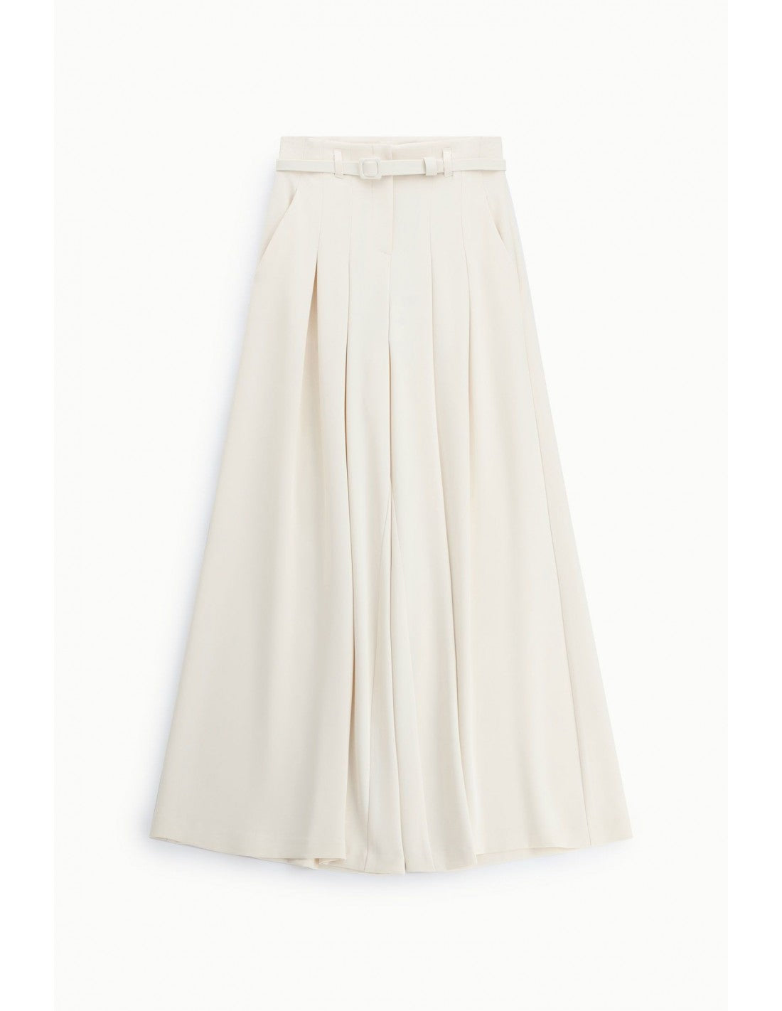 Pantalon palazzo taille haute ceinturé en crêpe – Imperial Femme