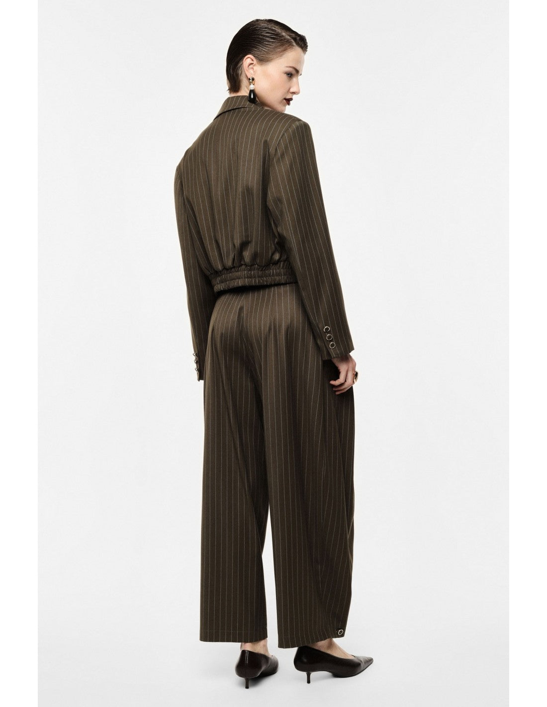 Pantalon palazzo taille haute rayures – Imperial Femme