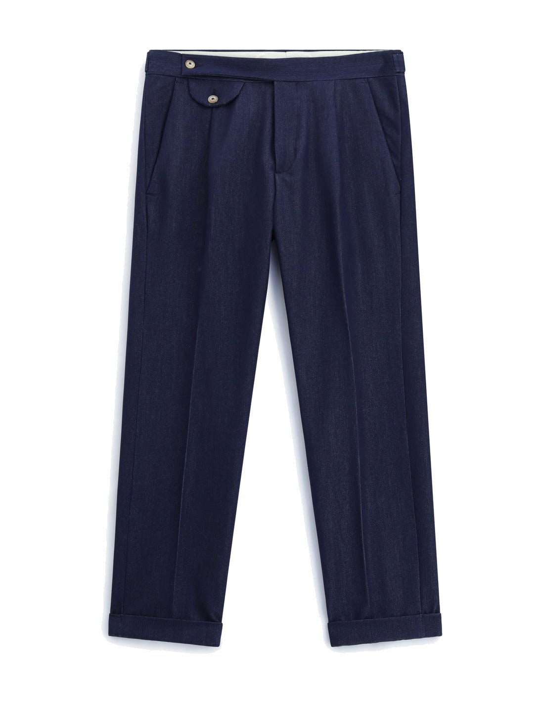 Pantalon à pinces et revers effet denim à plat – bleu denim – Imperial Homme