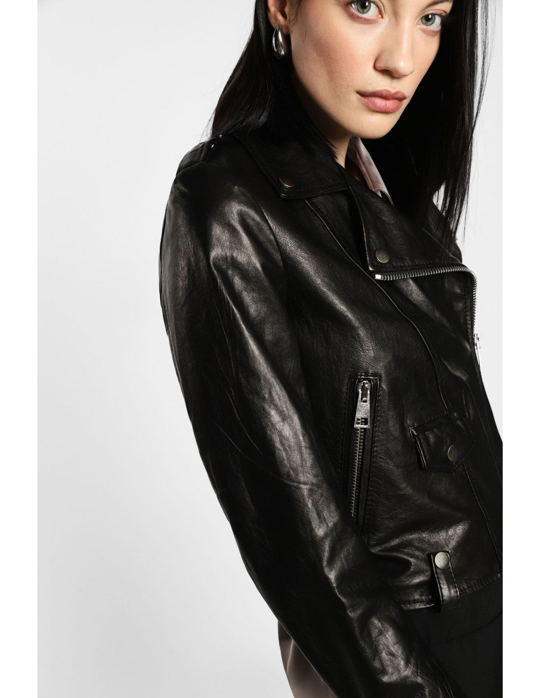Perfecto court en cuir d'agneau – Imperial Femme