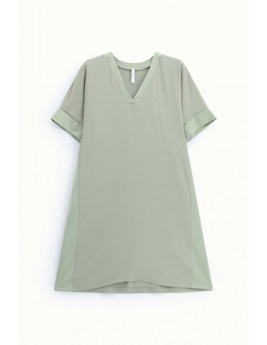 Robe courte trapèze col V galons satin – Imperial Femme