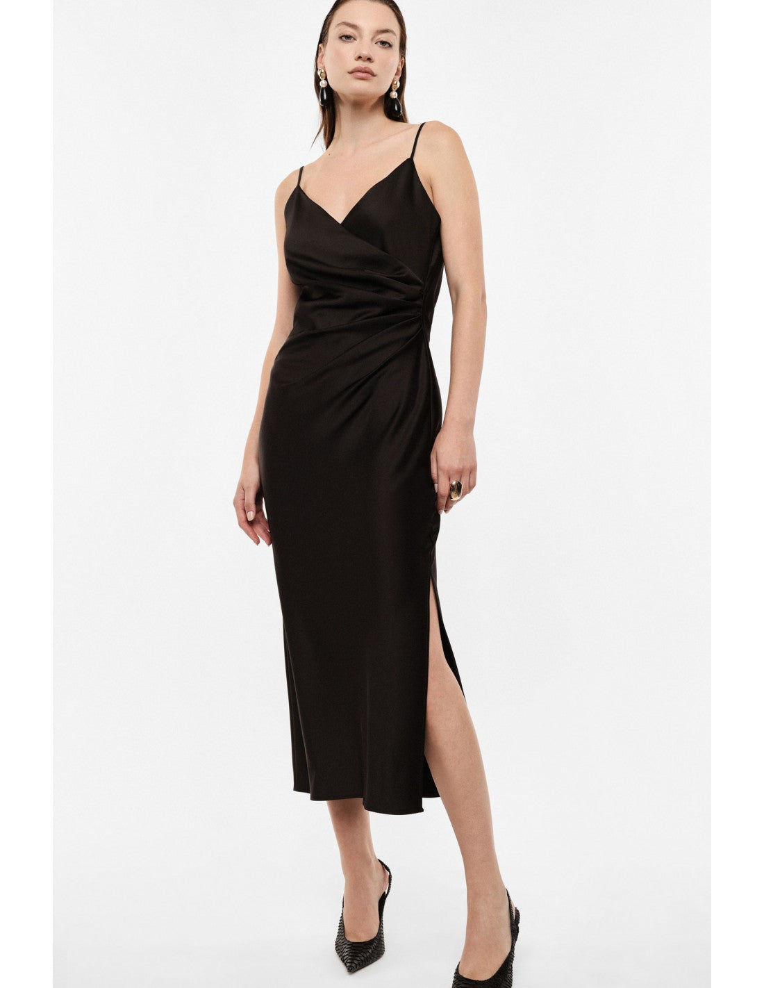 Robe de soirée fourreau drapée en crêpe satin – Imperial Femme