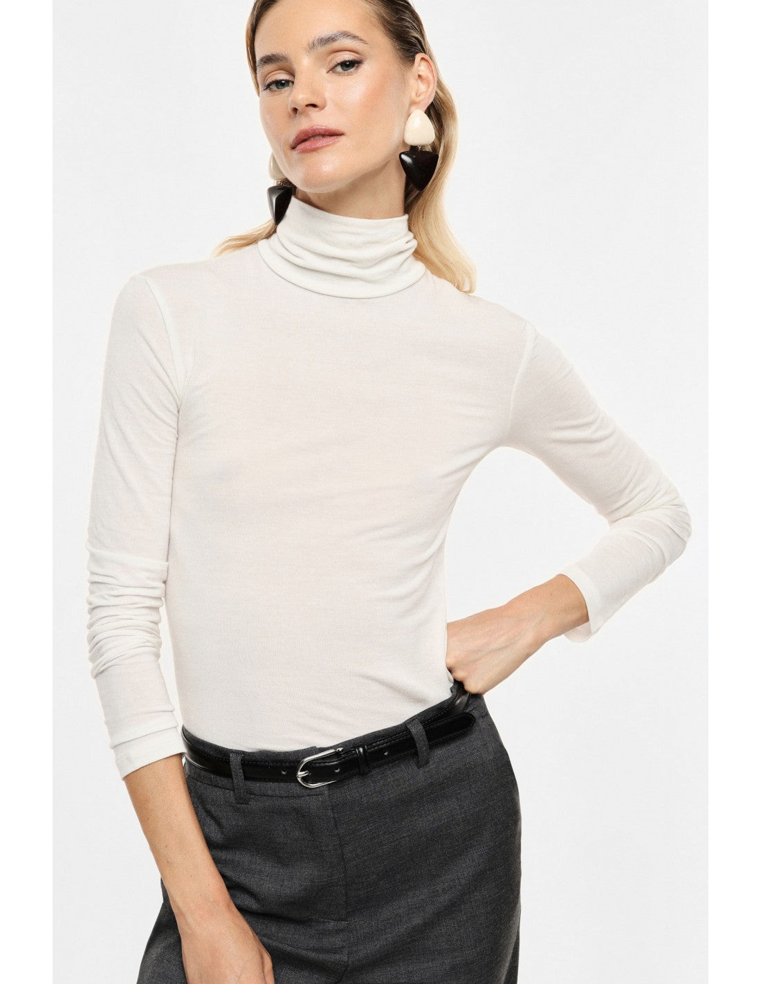 Sous-pull col roulé en laine et lyocell – Imperial Femme