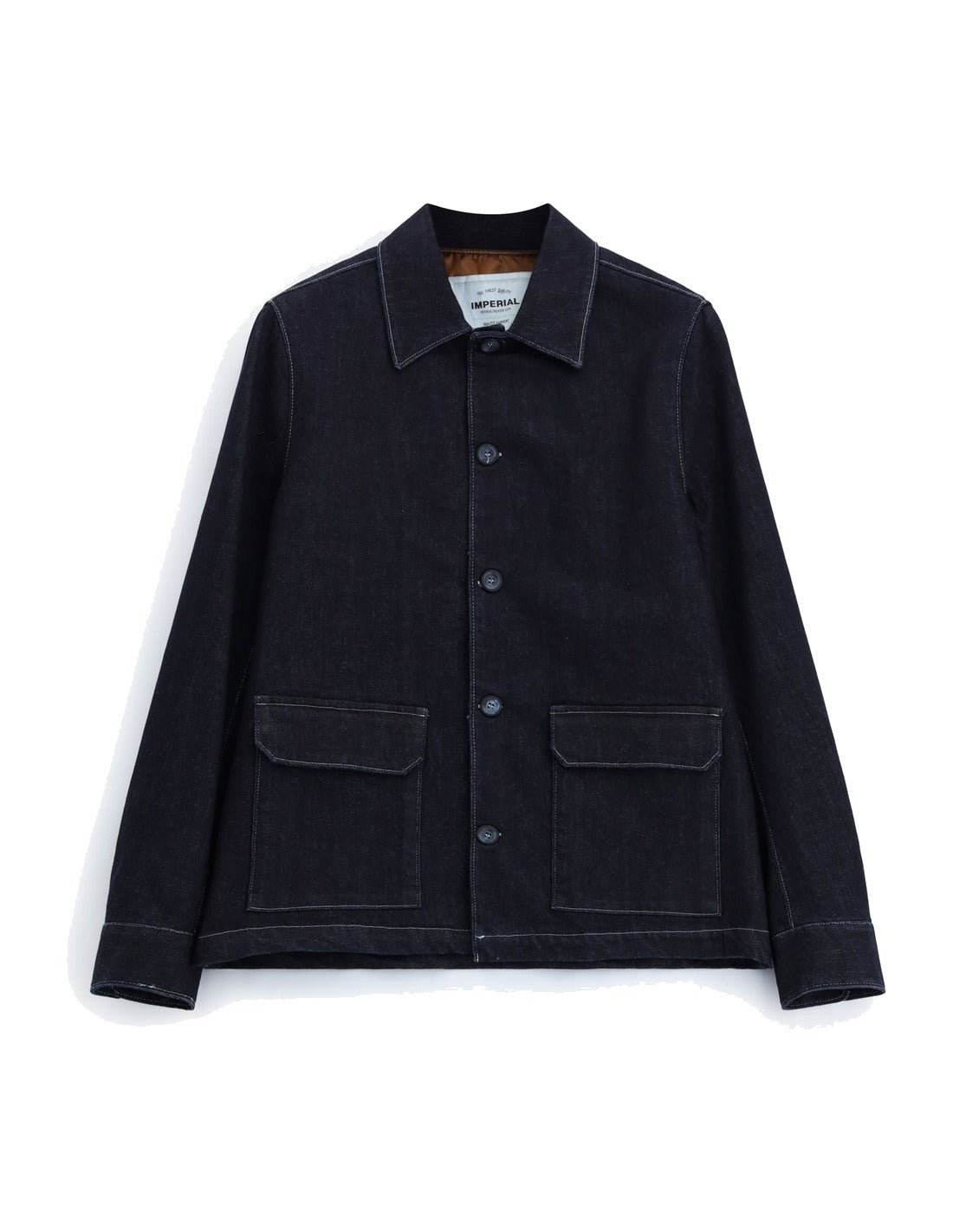 Surchemise en denim brut à poches à rabat à plat – bleu denim – Imperial Homme