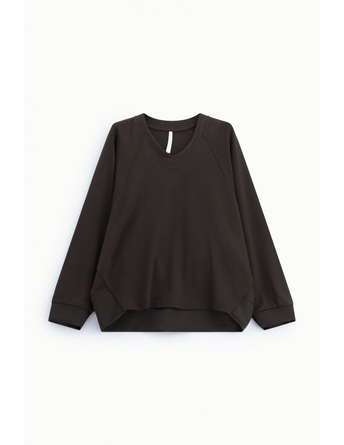 Sweat-shirt col V manches chauve-souris poignets satin – Imperial Femme