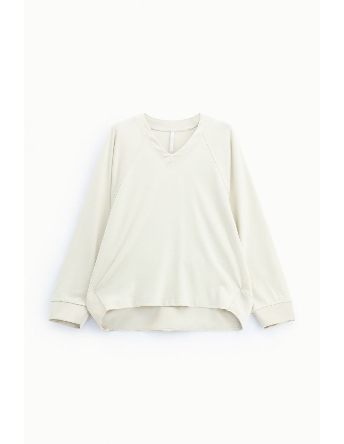 Sweat-shirt col V manches chauve-souris poignets satin – Imperial Femme