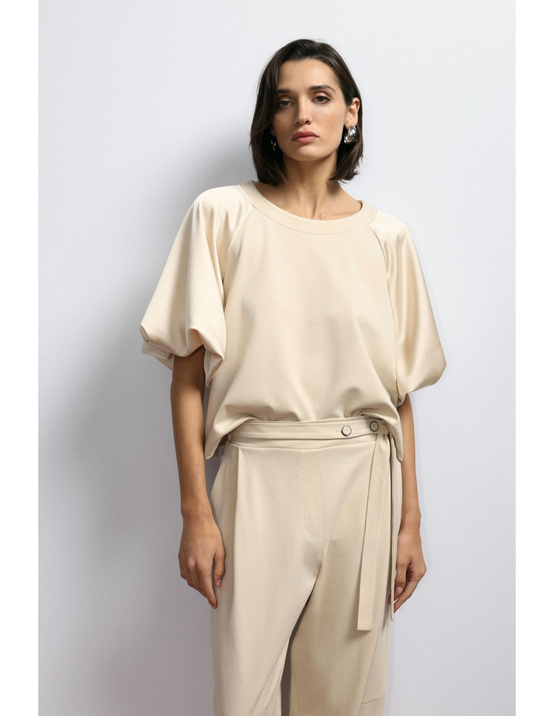Sweat-shirt droit manches ballon satin – Imperial Femme