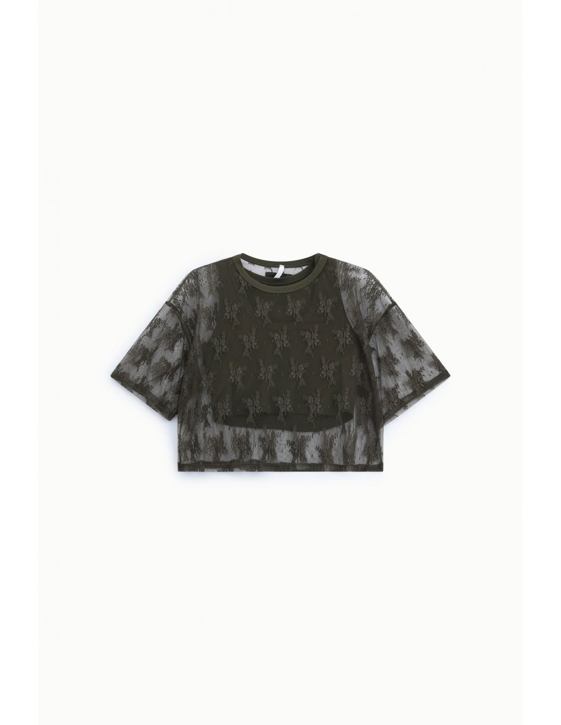 T-shirt dentelle florale débardeur amovible – Imperial Femme