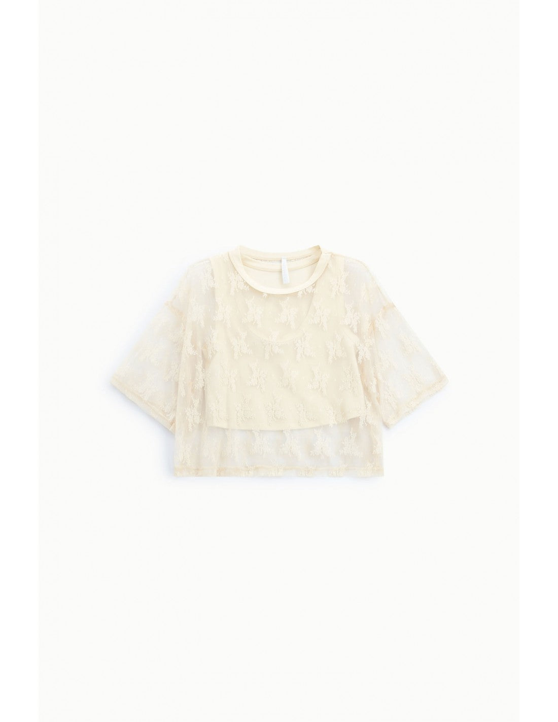 T-shirt dentelle florale débardeur amovible – Imperial Femme