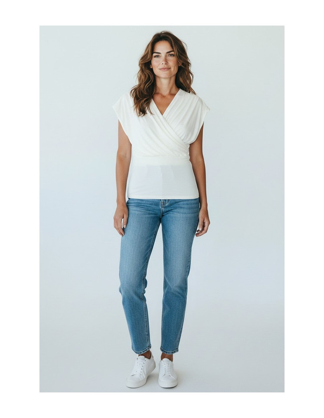 Top drapé encolure croisée en modal – Imperial Femme