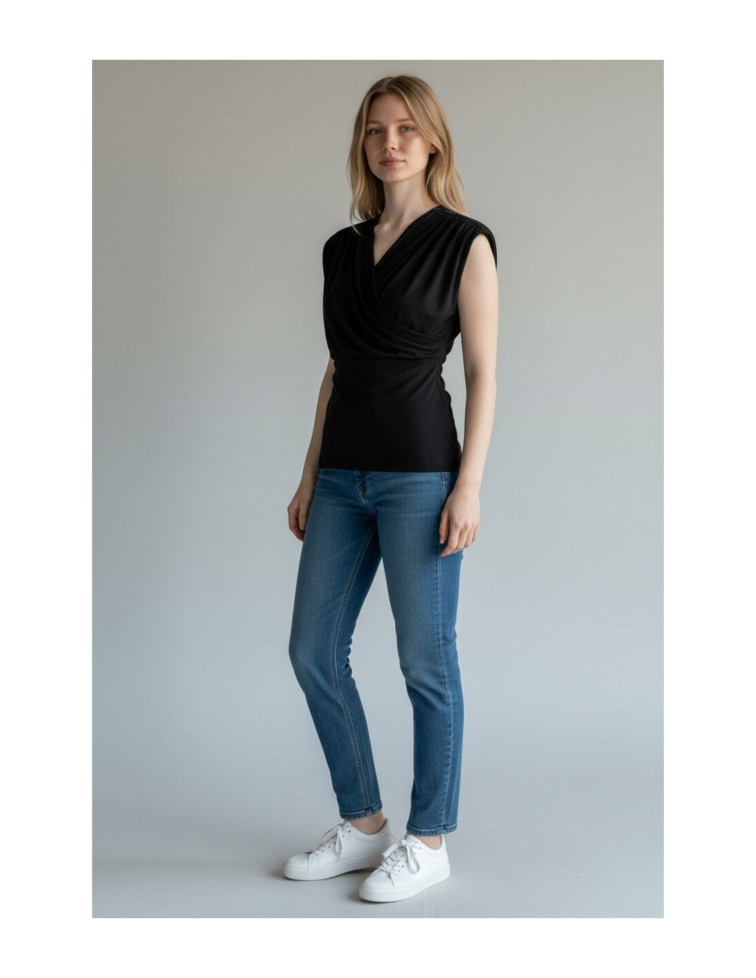 Top drapé encolure croisée en modal – Imperial Femme