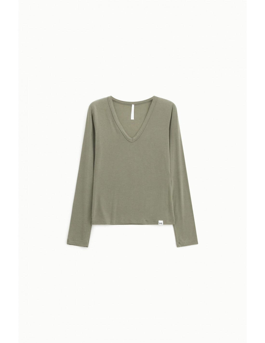 T-shirt seconde peau col V en laine et lyocell – Imperial Femme