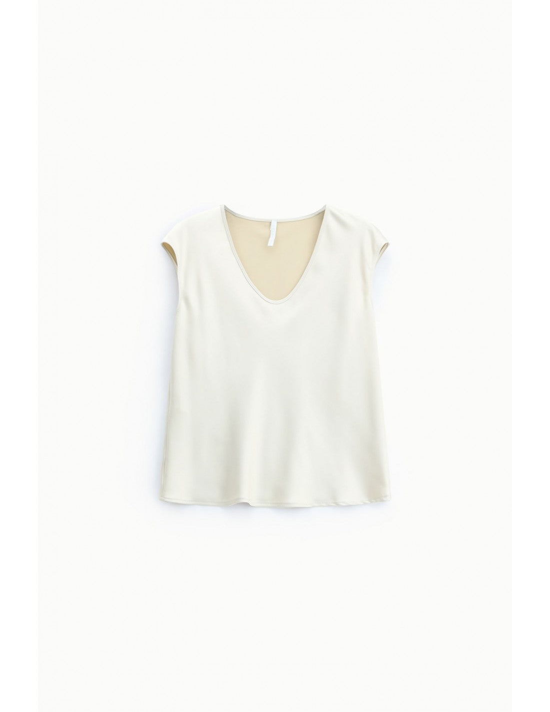 Top sans manches col V en crêpe satin – Imperial Femme