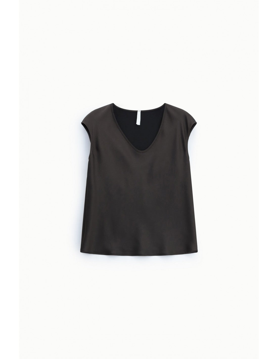 Top sans manches col V en crêpe satin – Imperial Femme