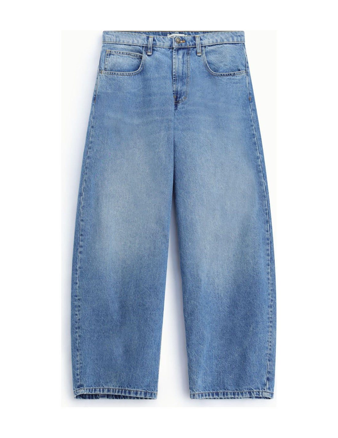 Jean baggy délavé clair, bleu denim, à plat