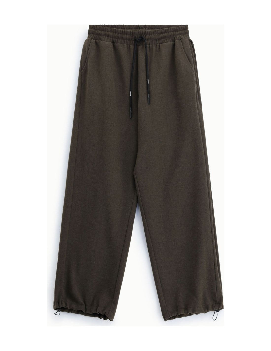 Pantalon large à cordons, marron, à plat