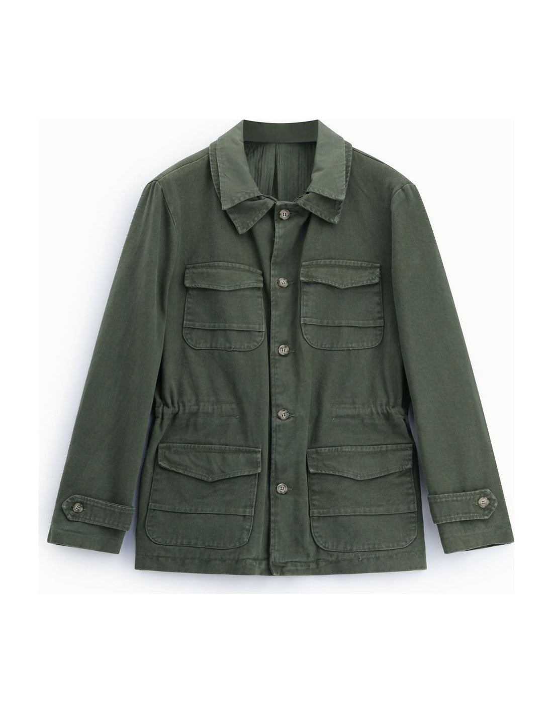 Surchemise saharienne à quatre poches, vert militaire, à plat