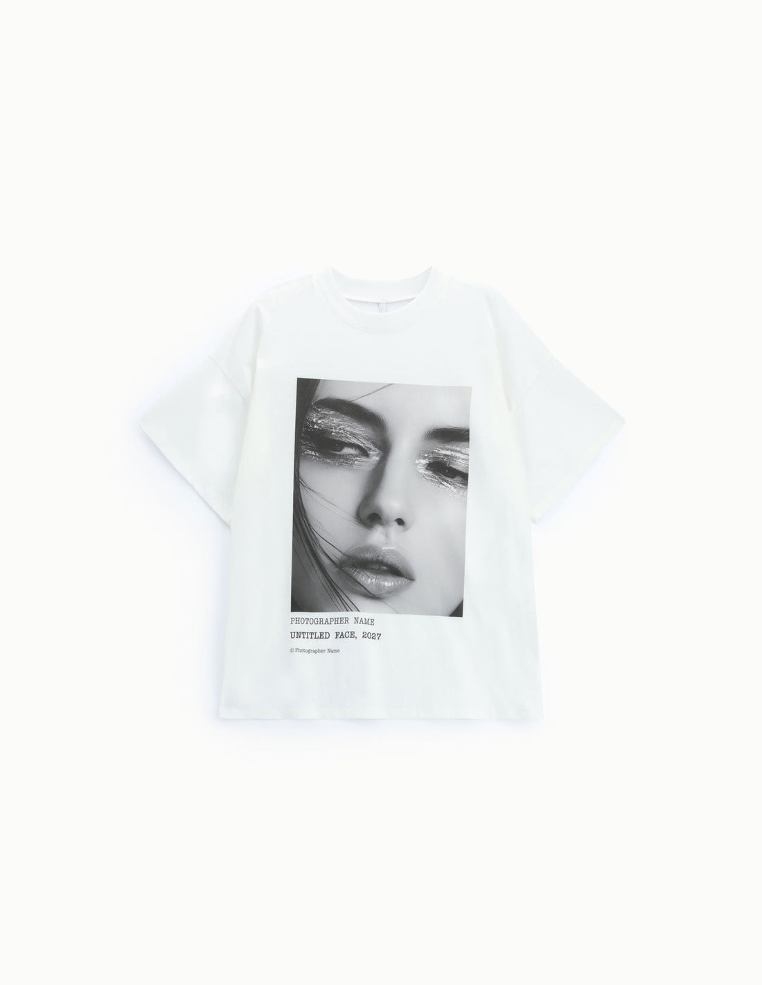 T-shirt imprimé photo portrait en coton à plat – blanc – Imperial Femme
