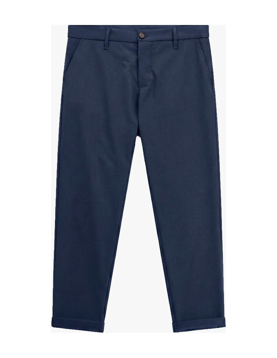 Pantalon chino à revers, bleu marine, à plat