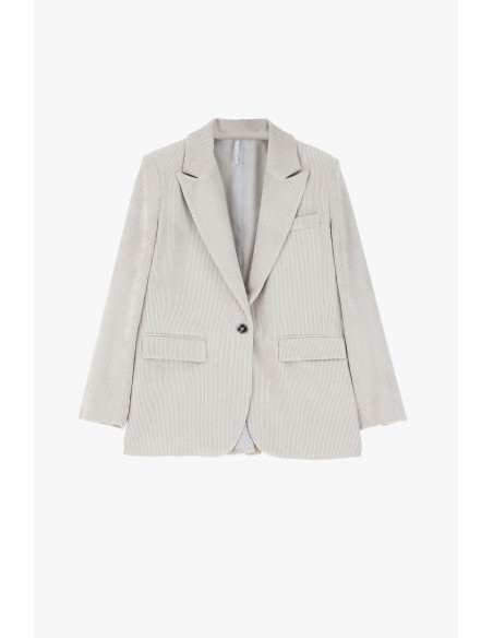 Blazer droit en velours côtelé écru Imperial Femme