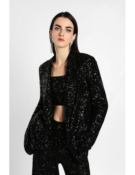 Veste noire festive à paillettes fabriquée en Italie