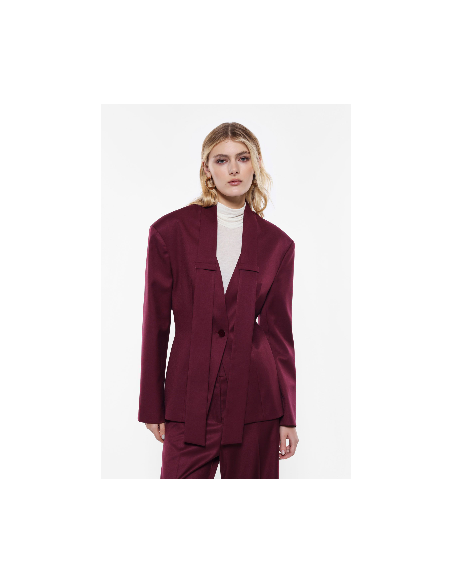 Blazer femme à taille marquée et cravate intégrée