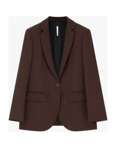 Blazer de tailleur coupe droite en crêpe chocolat Imperial