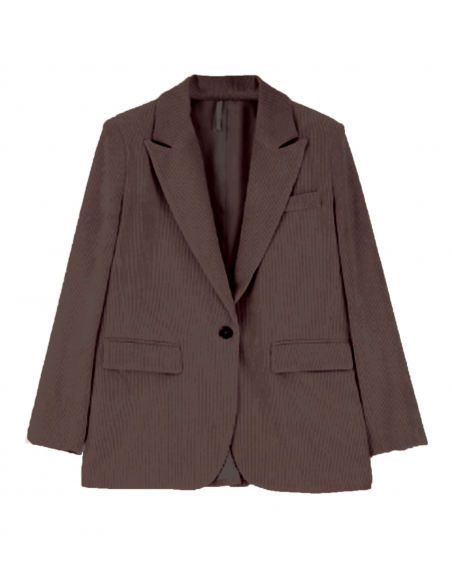 Blazer droit femme en velours côtelé marron chocolat Imperial