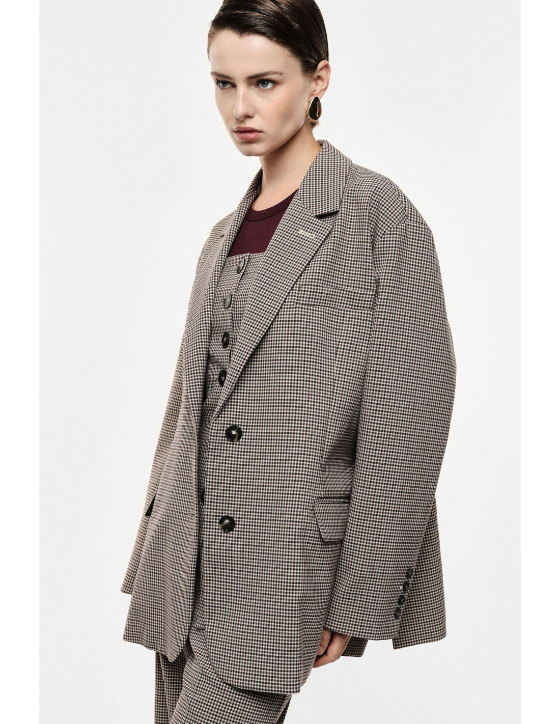 Blazer oversize micro pied-de-poule Imperial Femme