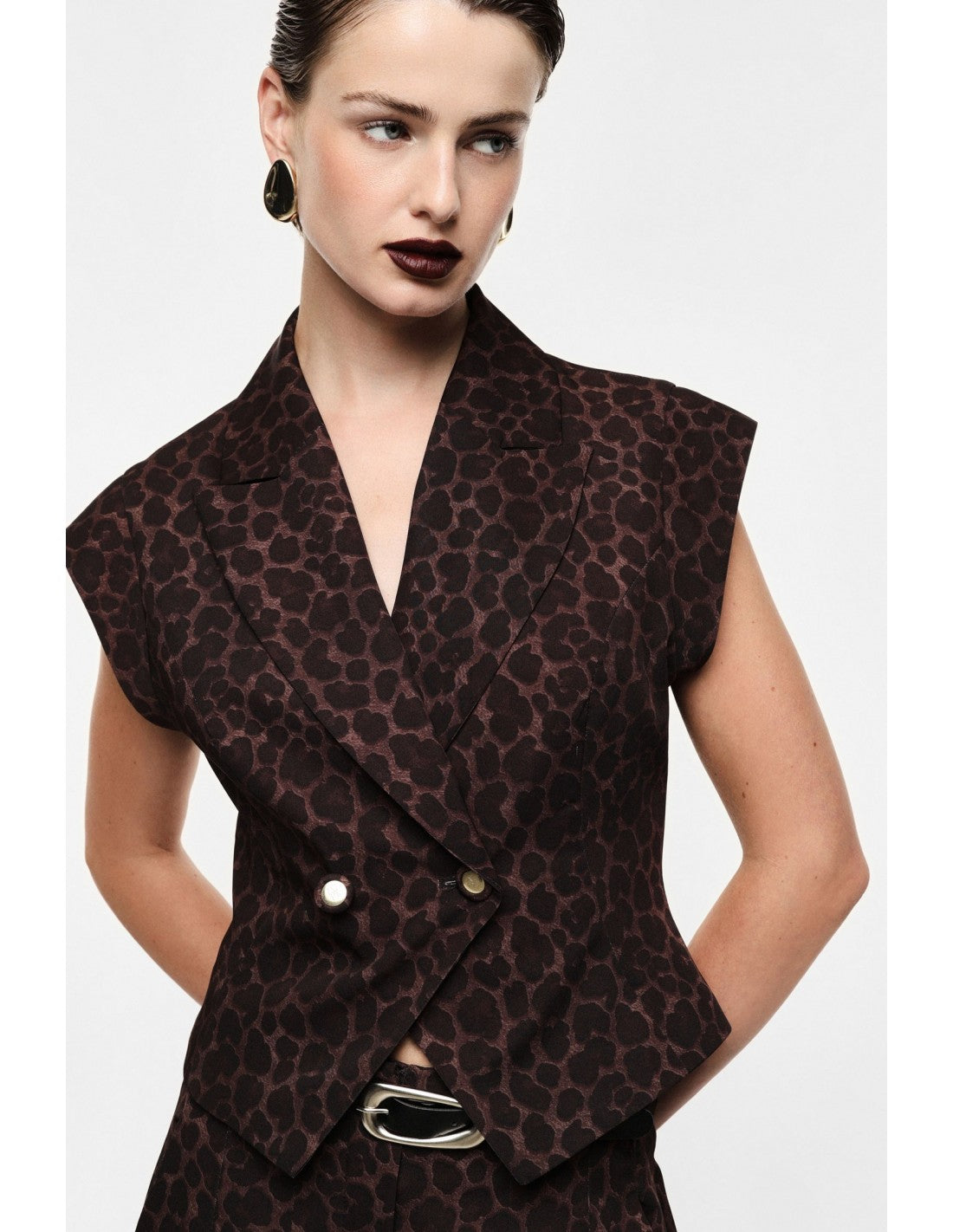 Gilet blazer sans manches imprimé panthère Imperial Femme