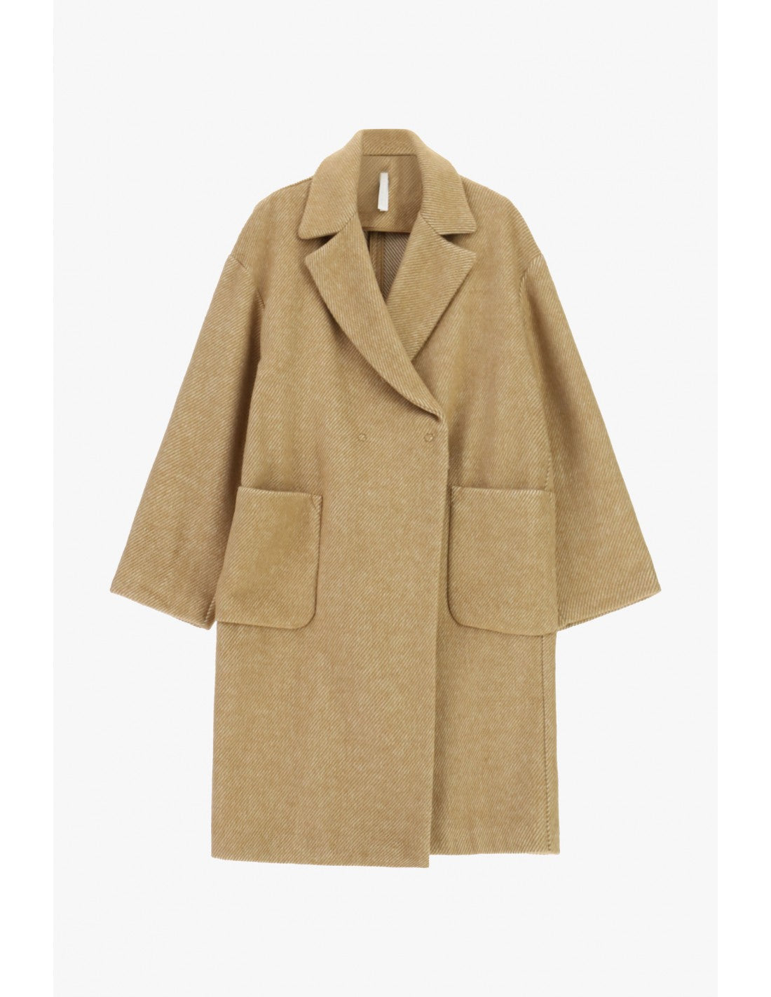 Manteau long camel en drap de lainage chiné Imperial Femme