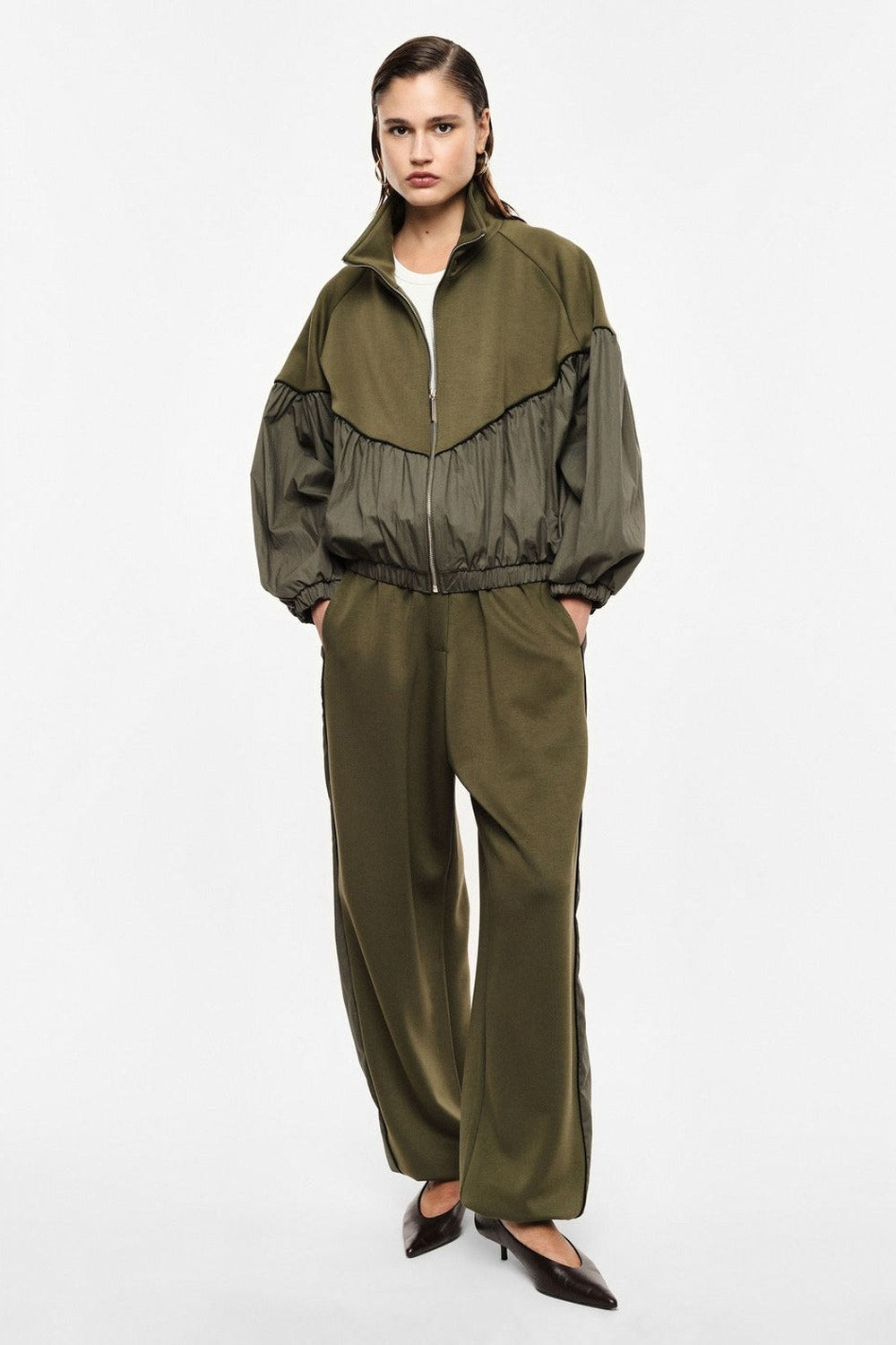 Sweat zippé et jogging en point de Milan portés – Imperial Femme
