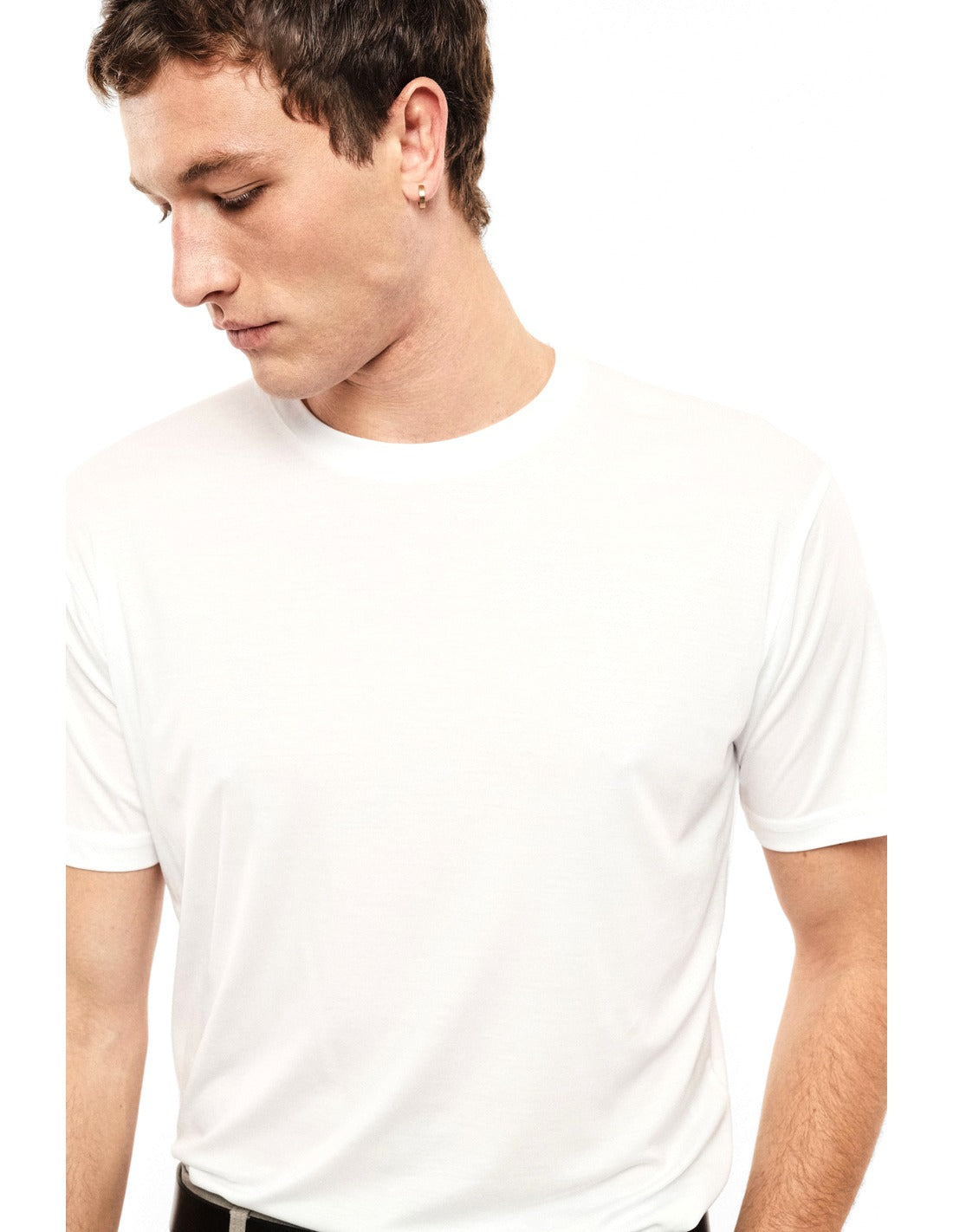 T-shirt col rond coupe regular porté, buste – blanc – Imperial Homme