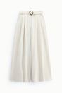 Pantalon palazzo à pinces ceinture boucle ronde à plat – Écru – Imperial Femme