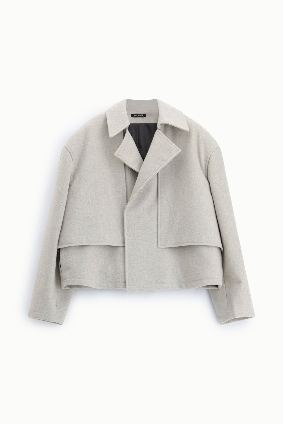 Manteau court à rabats superposés à plat – Écru chiné – Imperial Homme