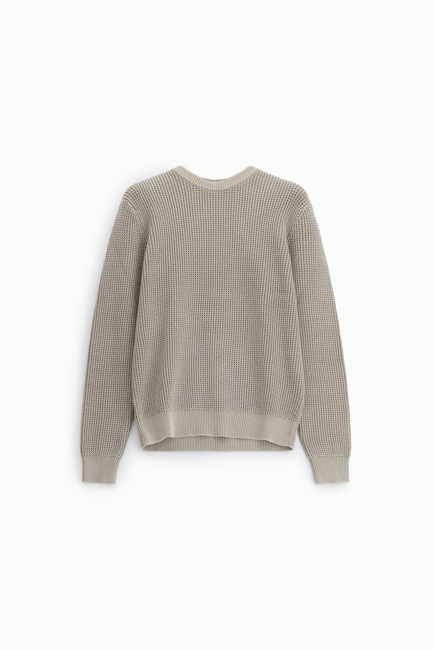Pull col rond en maille gaufrée de coton à plat – Beige – Imperial Homme