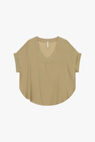 T-shirt oversize crêpe satin à plat – Beige – Imperial Femme