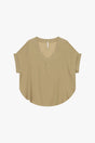 T-shirt oversize crêpe satin à plat – Beige – Imperial Femme