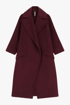 Manteau long cocon à larges revers à plat – Prune – Imperial Femme
