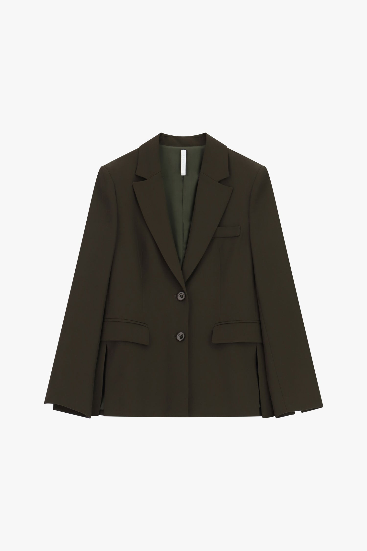 Blazer poches à rabat en crêpe fluide à plat – Kaki foncé – Imperial Femme