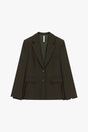 Blazer poches à rabat en crêpe fluide à plat – Kaki foncé – Imperial Femme