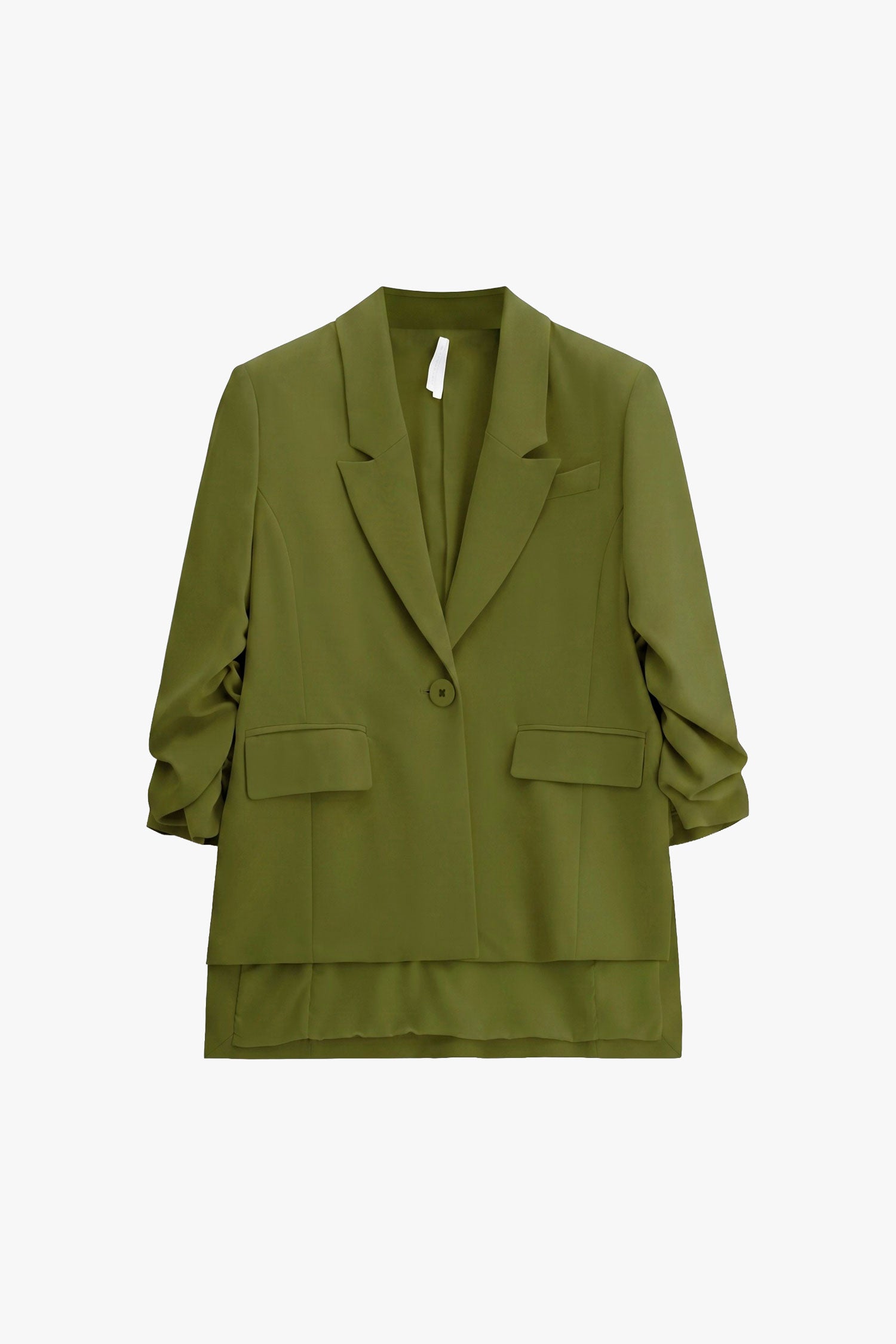 Blazer fluide manches froncées en crêpe diagonale à plat – Kaki foncé – Imperial Femme