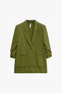 Blazer fluide manches froncées en crêpe diagonale à plat – Kaki foncé – Imperial Femme