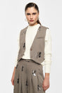 Gilet tailleur court piqué brodé sequins – Imperial Femme