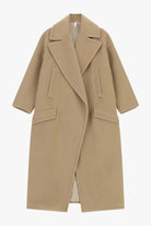 Manteau long cocon à larges revers à plat – Camel – Imperial Femme