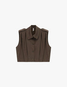 Gilet sans manches col chemise, à plat