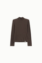 Sous-pull col roulé café en laine et lyocell – Imperial Femme